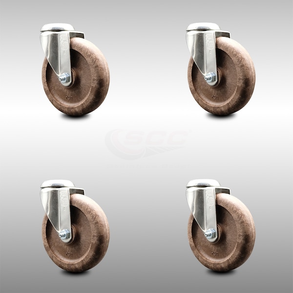 Service Caster 5 Inch 316SS High Temp Glass Filled Nylon Wheel Swivel Bolt Hole Caster Set SCC SCC-SS316BH20S514-GFNSHT-4 - main